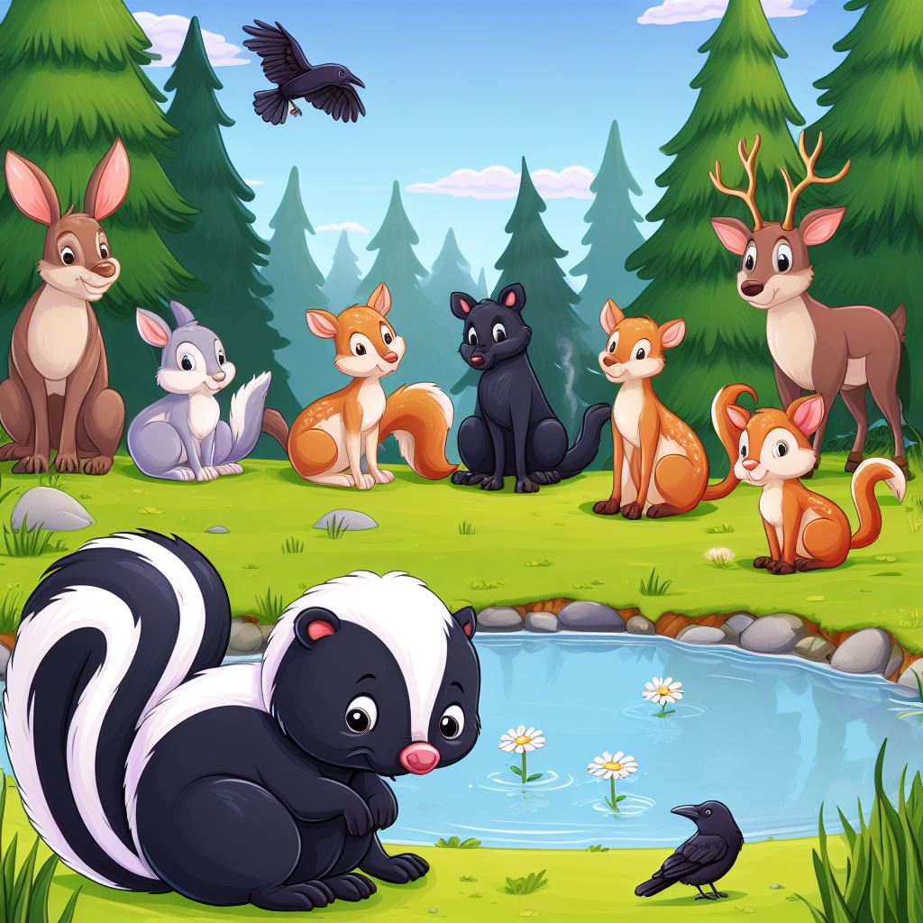 Bild von Stinktier Klausi im Wald.